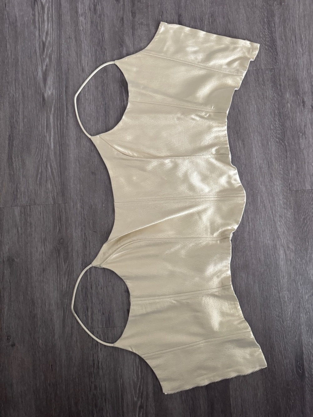 Jessica McClintock Gunne Sax Metallic Champagne Gold Corset Top - Picture 7 of 9